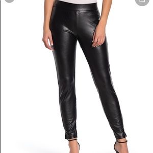 HUE Faux Leather Side Slit Leggings